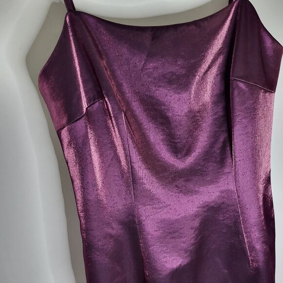 MILLY Mini Glazed Poly Slip Mini Dress Amethyst Purple Satin Size 6/Size 2 - Picture 6 of 11